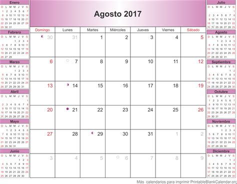 Agosto 2017 Calendario Calendarios Para Imprimir