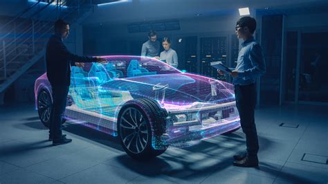 Group of Automobile Design Engineers Working on Augmented Reality 3D ...