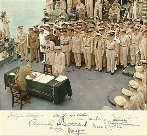 United States Reproductions Color Ww2 Photo Japanese Surrender On Uss
