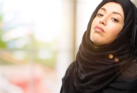 Young Arab Woman Wearing Hijab Crossed Arms Confident Happy Big Stock
