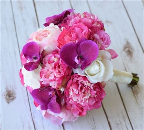 Fuchsia Natural Touch Peonies And Orchids Bouquet In 2022 Bridal