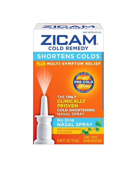 Zicam Cold Remedy Cold Shortening No Drip Nasal Spray Zinc Free 05 Oz