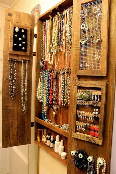 Jewelry Organizer Organization Wall Unit Wooden Cabinet Jewelry
