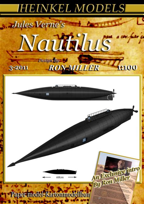 1100 Nautilus Submarine Paper Model Ecardmodels