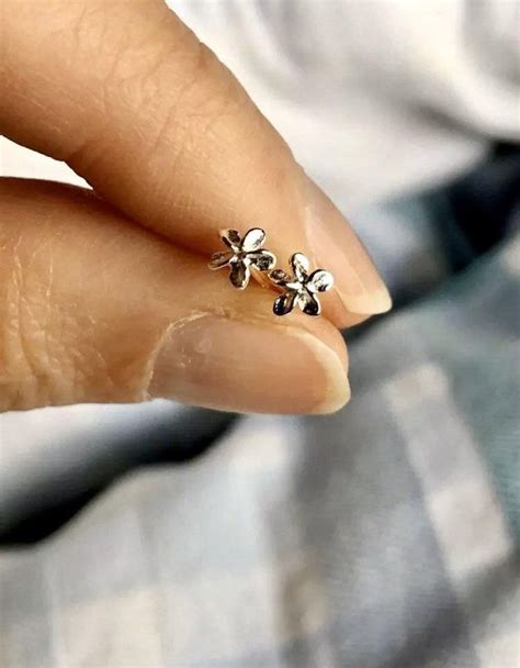 Flower Dainty Earrings In Minimalist Earrings Studs Sterling