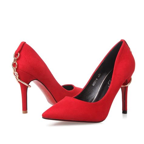 Buy 2016 Fashion 10cm Sexy High Heels Mental Chain Red