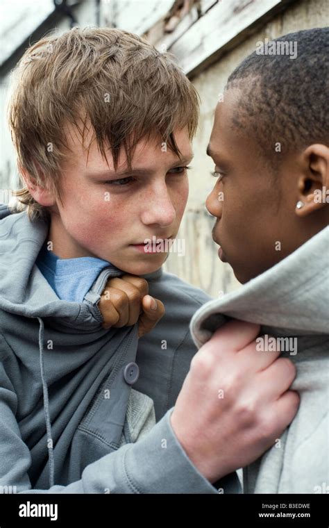 Teenage Boys Fighting Stock Photo Alamy