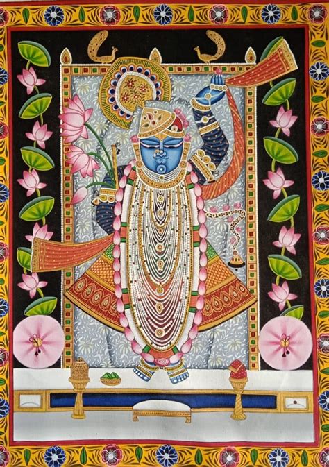 Pichwai Painting Darshan Of Shrinathji Hand Painted On Cloth