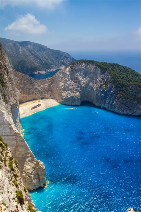 Navagio Beach With Shipwreck And Flowers On Zakynthos