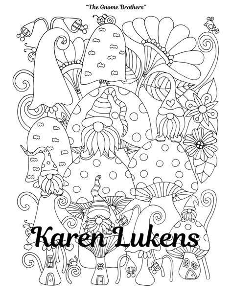 The Gnome Brothers 1 Adult Coloring Book Page Printable Etsy