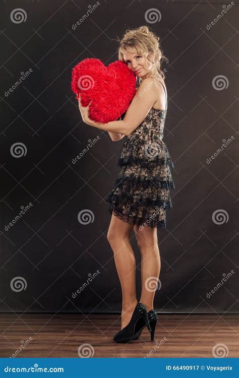 Mature Woman Hug Big Red Heart Stock Image Image Of Heart Beloved 66490917