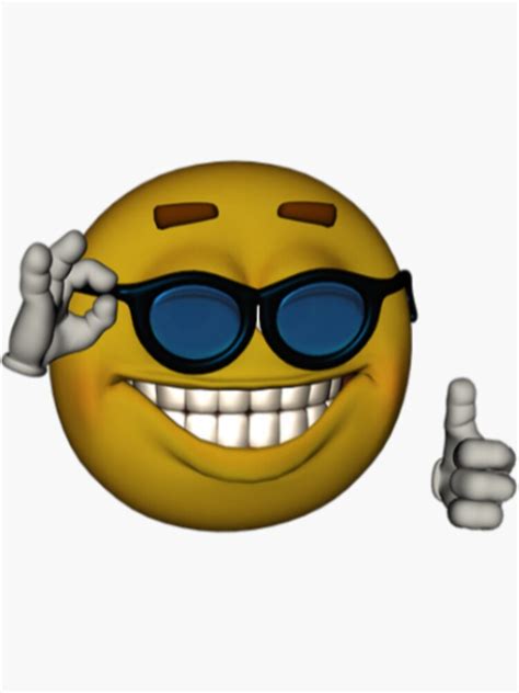 Smiley Face Sunglasses Thumbs Up Emoji Meme Face Sticker By Obviouslogic Redbubble