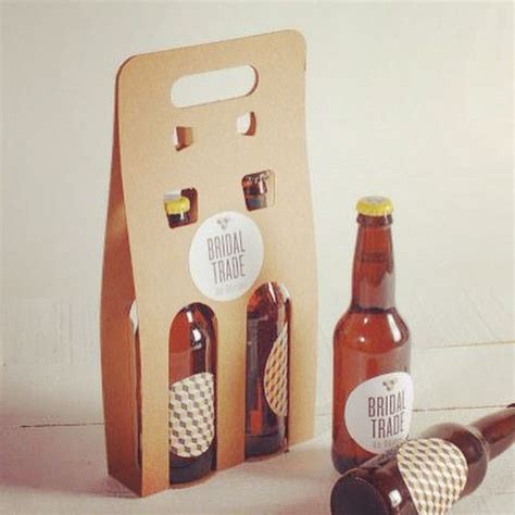 Original Cardboard Carrier For Beer Bottles With A Handle To Carry Them