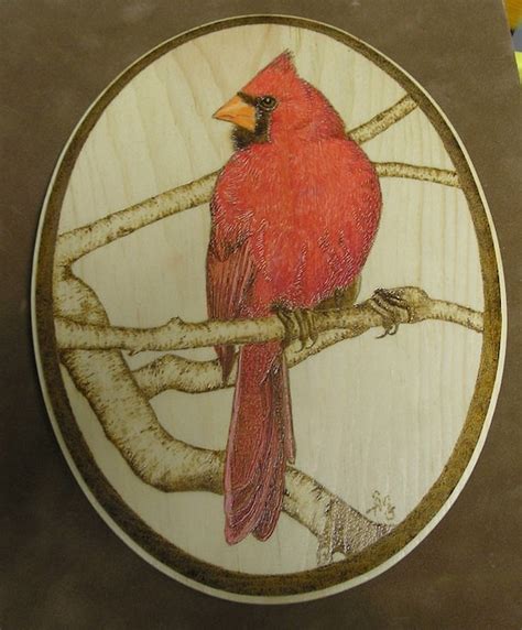 Wood Burned Red Cardinal Wood Plaque