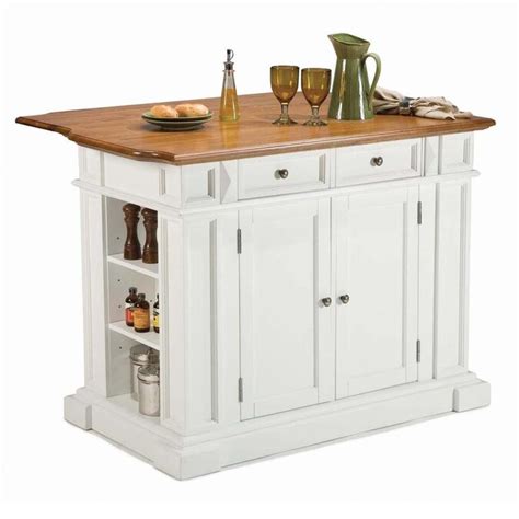 Home Styles White Wood Base With Wood Top Kitchen Island 25 In X 48 In