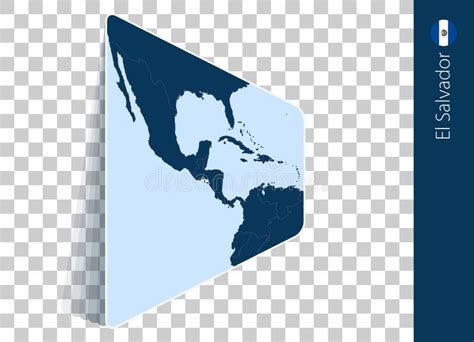 Mapa Y Bandera De El Salvador En Fondo Transparente Ilustración del Vector Ilustración de azul