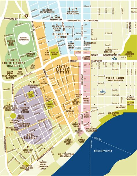 Downtown Map Downtown New Orleans