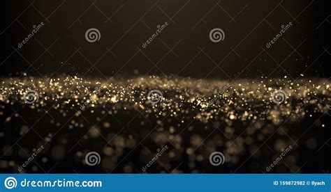 Gold Glitter Background With Dust Particles Light And Golden Glittering