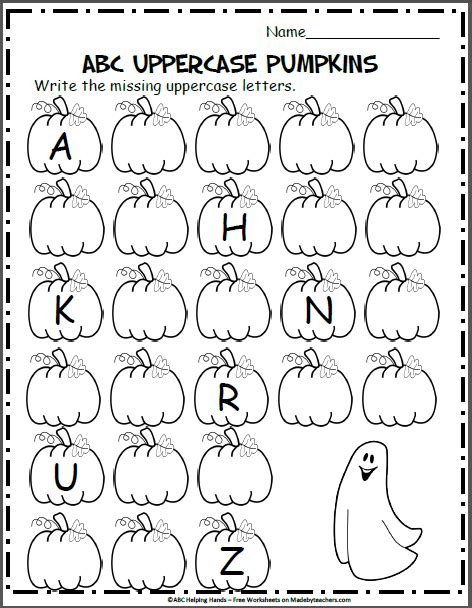 Halloween Uppercase Letter Writing Free Halloween Worksheets Free