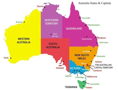 Printable Labeled Map Of Australia With States Capital And Cities