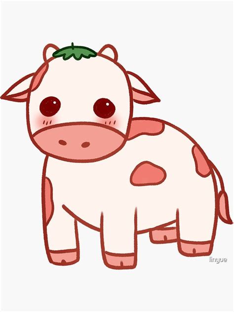 Strawberry Cow Sticker By Linyue