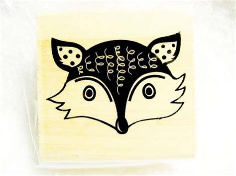 Cute Fox Head Rubber Stamp Michaels Wood Mounted Stamps