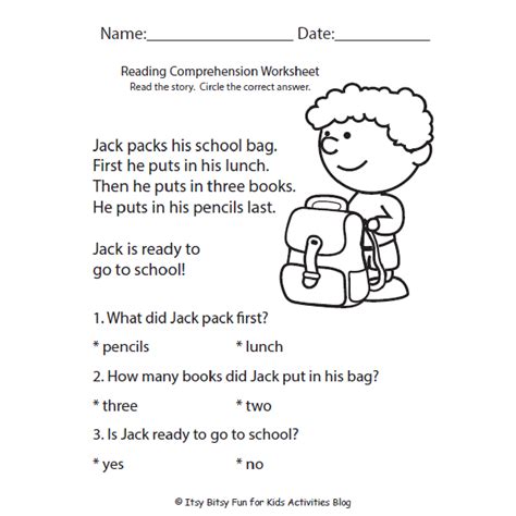 Engage First Graders With Interactive Reading Comprehension Worksheets
