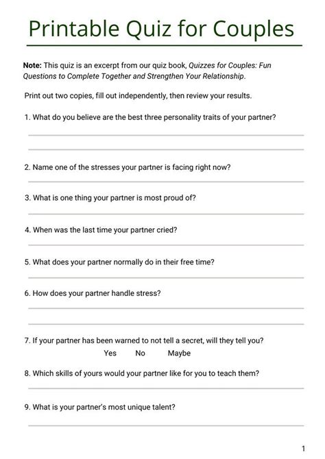 Solution Focused Couples Therapy Worksheets