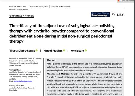 The Efficacy Of The Adjunct Use Of Subgingival Air Polishing Therapy