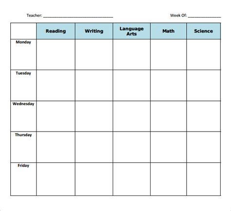 Free Printable Blank Lesson Plan Sheets Printable Templates
