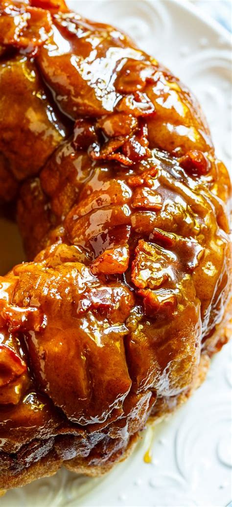 Monkey bread spray a bundt pan with pam. Bacon Maple Monkey Bread- so easy to make from refrigerated biscuit dough. | Monkey bread, Maple ...