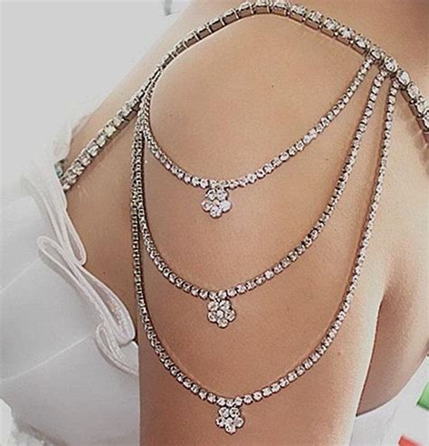 Rhinestone Shoulder Chain Bridal Jewelry Silver Crystal Bra Etsy UK
