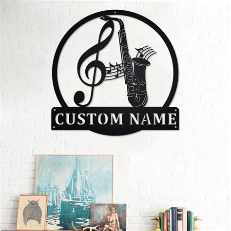 Custom Saxophone Metal Wall Art Personalized Saxophone Name Etsy