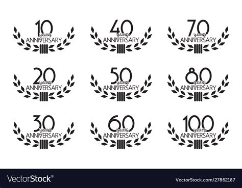 Anniversary Symbols Set Royalty Free Vector Image