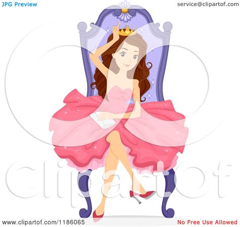 Cartoon Of A Happy Prom Queen Sitting On The Throne Royalty Free Vector Clipart By Bnp Design