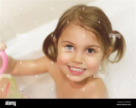 Photo Of Cute Baby Girl Taking Bath Happy Childhood Childs Hygiene