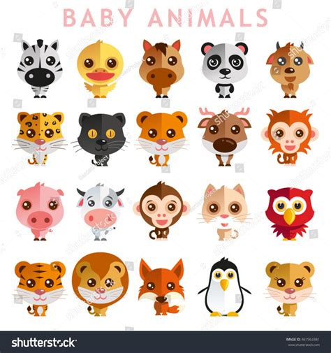 Cute Baby Animal Vector Illustration Icon Stock Vector