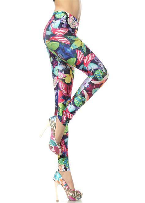 Womens Fashion Colorful Butterflies Print Leggings L7888