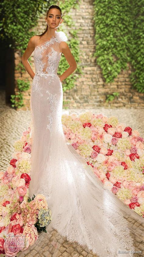 Elihav Sasson 2019 Bridal Sleeveless One Shoulder Heavily Embellished