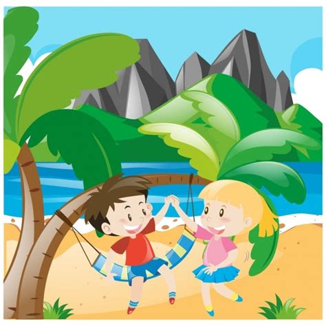 Free Vector Kids Playing On The Beach