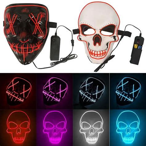 Halloween Party Led Mask El Wire Light Up Neon Masquerade Masks Cosplay
