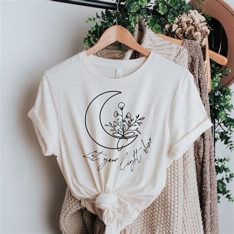 Let Your Light Shine Shirt Moon Shirt Floral Moon Moon Etsy