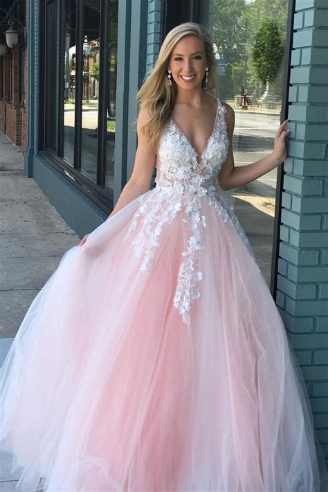 Find the perfect shade of royal blue prom dress and look beautiful on your big night. V Neck Pink Lace Long Prom Dress 2020 with Appliques, V ...
