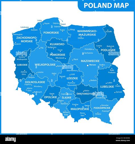 El Detallado Mapa De Polonia Con Regiones O Estados Y Ciudades