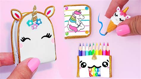 Diy Miniature Unicorn School Supplies Backpack Note Doovi