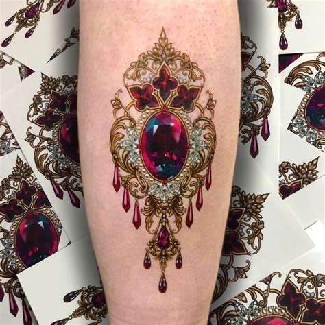 Realistic Jewelled Jewelry Tattoo Ankle Tattoos For Women Jewel Tattoo