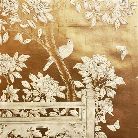 Gilded Garden Gracie Handpainted Wallpaper Hand Painted Wallpaper