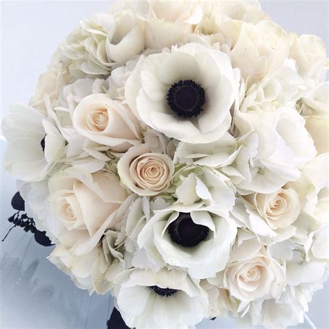 Bridal Bouquet Anemones Hydrangea And Roses Bridal Bouquet Wedding