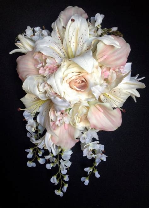 Cascading Bride S Bouquet With Blush Pink Calla Lilies And Hydrangeas