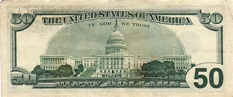 United States 50 Dollars Banknote Series Of 2001 Reverse Dollar